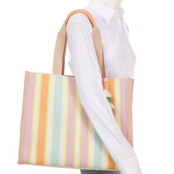 Antonio Melani Brooklyn Stripe Tote Bag with Tassel